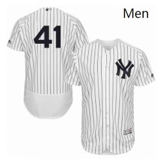 Mens Majestic New York Yankees 41 Adam Lind White Home Flex Base Authentic Collection MLB Jersey